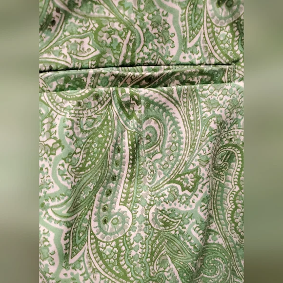 Talbots green paisley "Curvy" w/ vent pants sz 6P - Picture 5 of 9